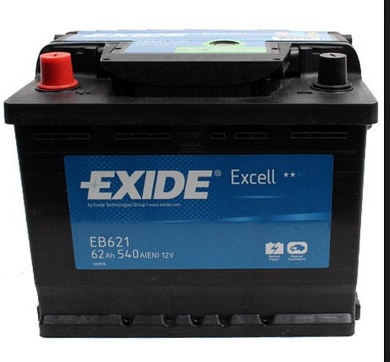 battery exide excell EB 620 12V 62Ah 540A R +